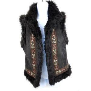 Fuda Studio Vest Size Small Brown Faux Suede